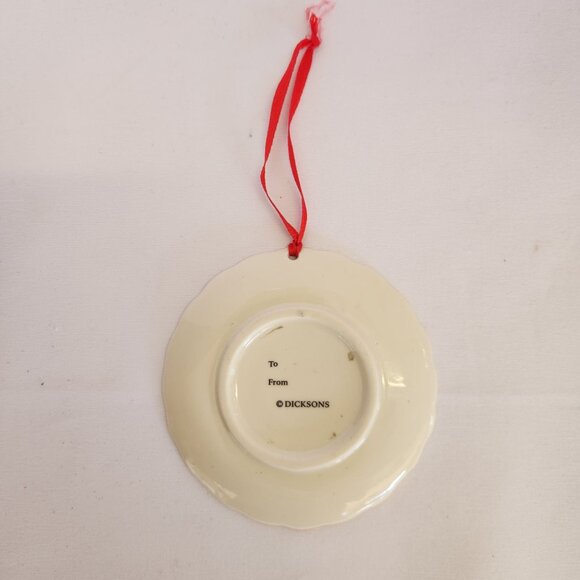 Vintage Dicksons Christmas Ornament Mini Plate Joy To The World Ceramic Round - Picture 4 of 5
